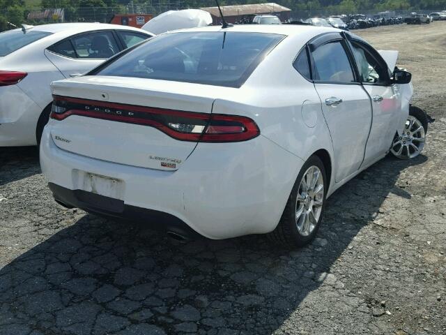 1C3CDFCHXDD293849 - 2013 DODGE DART LIMIT WHITE photo 4