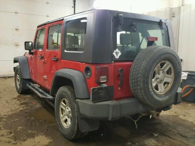 1J4GA39179L703514 - 2009 JEEP WRANGLER U RED photo 3