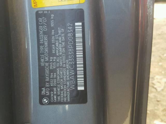 WBAWC33538PD08342 - 2008 BMW 328 XI Gris photo 10