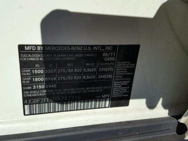 4JGBF2FE6BA747715 - 2011 MERCEDES-BENZ GL 350 BLU WHITE photo 10