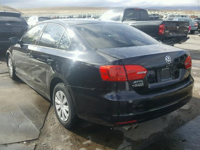 3VW1K7AJ8CM358606 - 2012 VOLKSWAGEN JETTA BASE BLACK photo 3