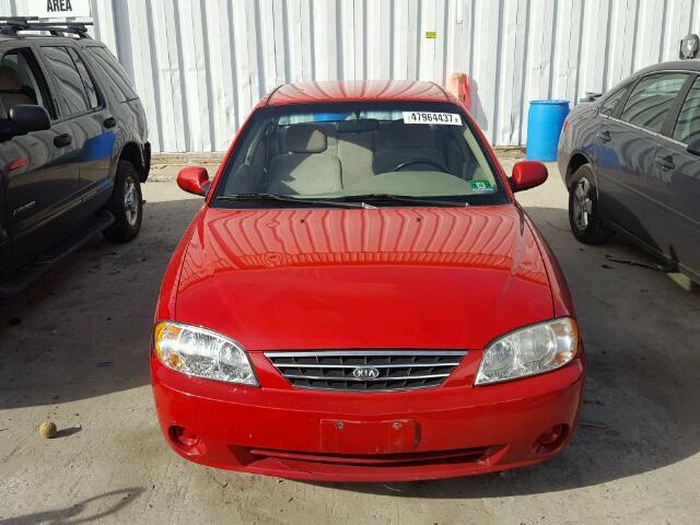 KNAFB121135267149 - 2003 KIA SPECTRA BA RED photo 9