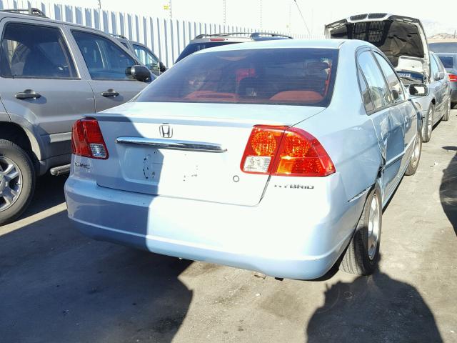 JHMES96643S019593 - 2003 HONDA CIVIC HYBR BLUE photo 4