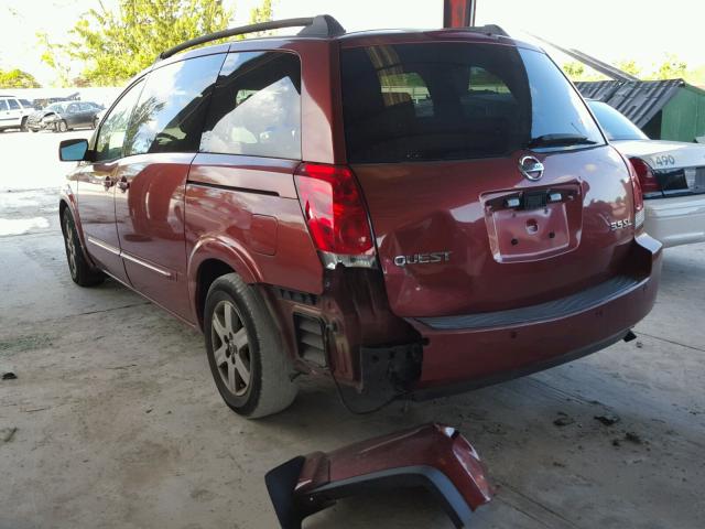 5N1BV28U04N345210 - 2004 NISSAN QUEST S RED photo 3