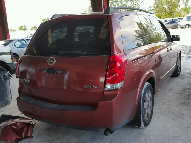 5N1BV28U04N345210 - 2004 NISSAN QUEST S RED photo 4