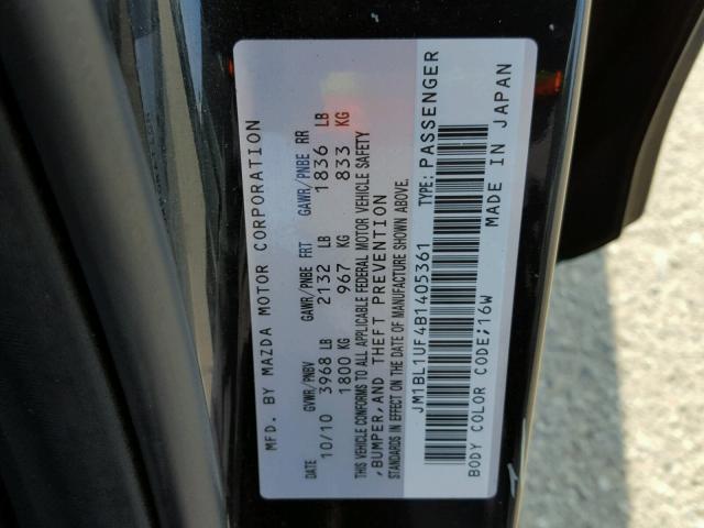 JM1BL1UF4B1405361 - 2011 MAZDA 3 I GRAY photo 10