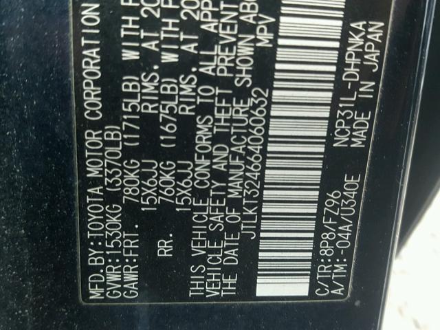 JTLKT324664060632 - 2006 TOYOTA SCION XB BLUE photo 10