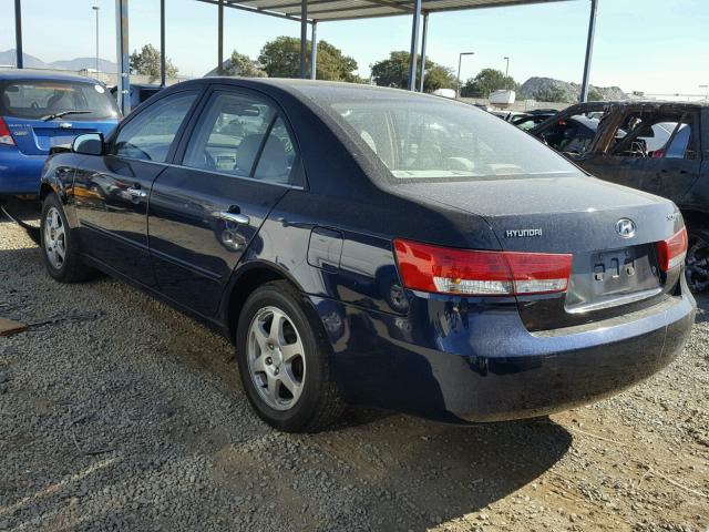 5NPEU46C76H130050 - 2006 HYUNDAI SONATA GLS BLUE photo 3