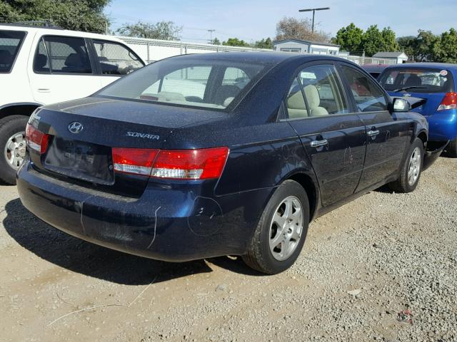 5NPEU46C76H130050 - 2006 HYUNDAI SONATA GLS BLUE photo 4