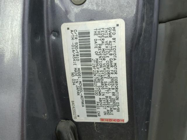 JT2BF22K7X0207330 - 1999 TOYOTA CAMRY LE GRAY photo 10