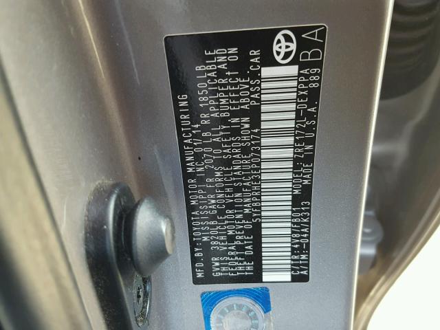 5YFBPRHE3EP073174 - 2014 TOYOTA COROLLA EC 灰色 照片 10