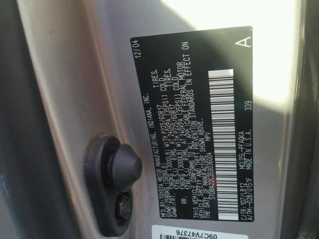 5TDBA22C35S036004 - 2005 TOYOTA SIENNA XLE SILVER photo 10