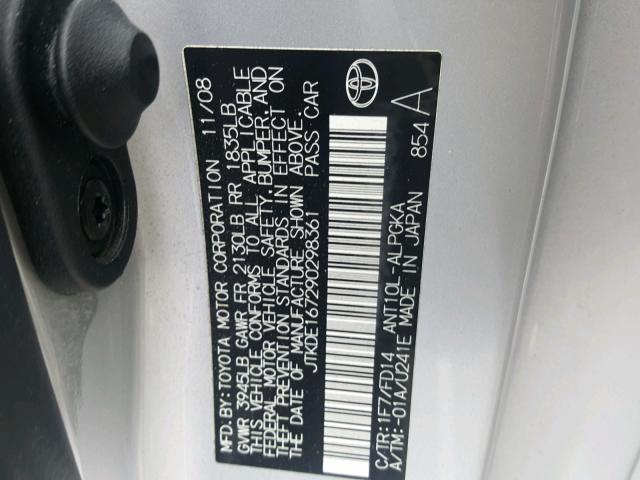 JTKDE167290298361 - 2009 TOYOTA SCION TC 银色 照片 10