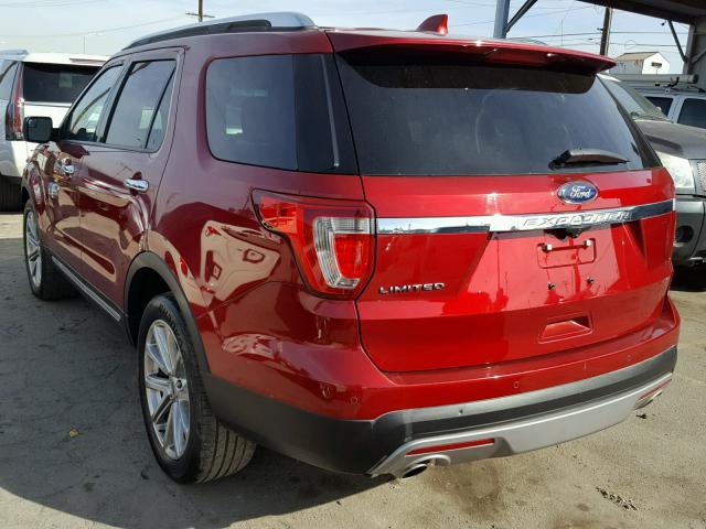 1FM5K7F81HGB47710 - 2017 FORD EXPLORER L RED photo 3