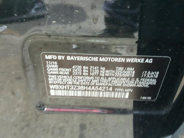 WBXHT3Z38H4A54214 - 2017 BMW X1 XDRIVE2 Сұр фото 10