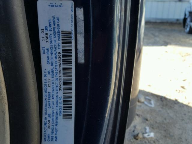 3VWCK21C82M428309 - 2002 VOLKSWAGEN NEW BEETLE 蓝色 照片 10