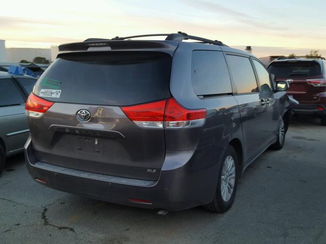 5TDYK3DC1BS102779 - 2011 TOYOTA SIENNA XLE GRAY photo 4