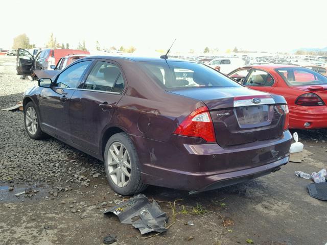 3FAHP0JA6CR219528 - 2012 FORD FUSION SEL BURGUNDY photo 3