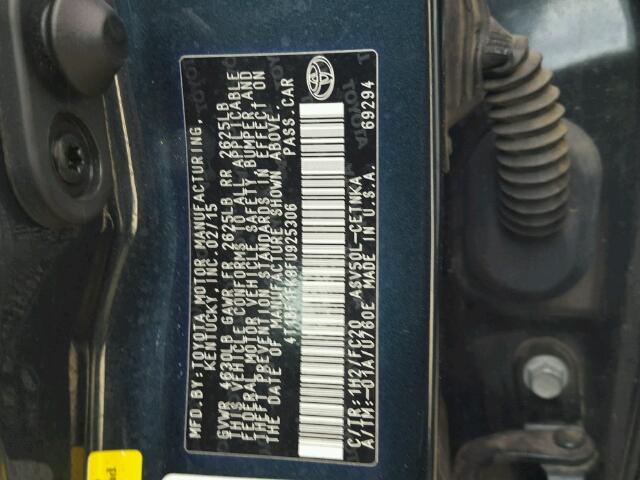 4T1BF1FK8FU925306 - 2015 TOYOTA CAMRY LE შავი ფოტო 10