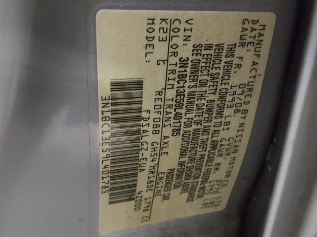 3N1BC13E59L401785 - 2009 NISSAN VERSA S SILVER photo 10