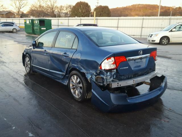 19XFA16889E005008 - 2009 HONDA CIVIC EX BLUE photo 3