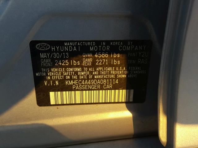 KMHEC4A49DA081114 - 2013 HYUNDAI SONATA HYB BLUE photo 10