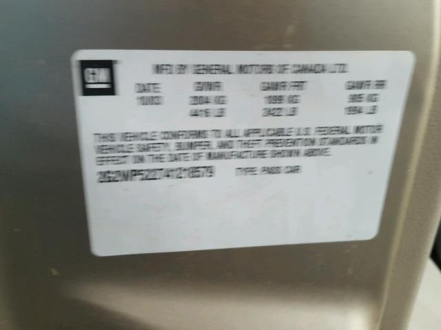 2G2WP522741218579 - 2004 PONTIAC GRAND PRIX BEIGE photo 10