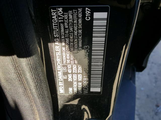 WDBRF81J15F657453 - 2005 MERCEDES-BENZ C 240 4MAT BLACK photo 10