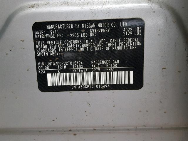 JN1AZ0CP2CT015494 - 2012 NISSAN LEAF SV SILVER photo 10