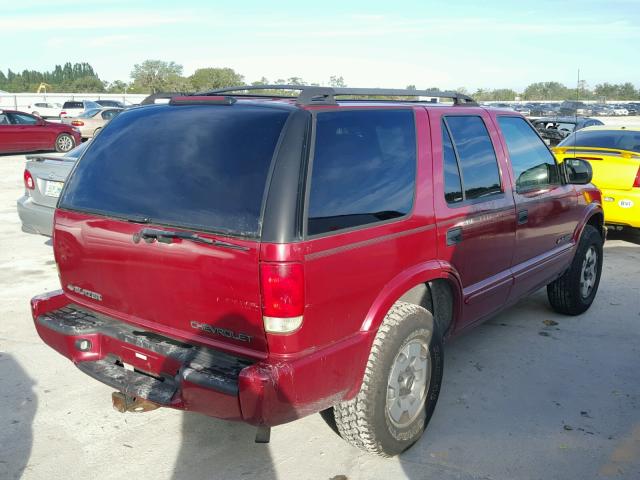 1GNDT13W42K140243 - 2002 CHEVROLET BLAZER MAROON photo 4