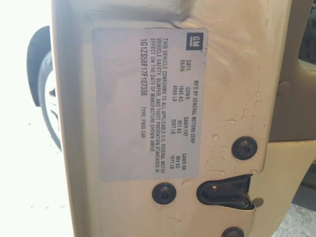 1G1ZS58F17F107338 - 2007 CHEVROLET MALIBU LS TAN photo 10