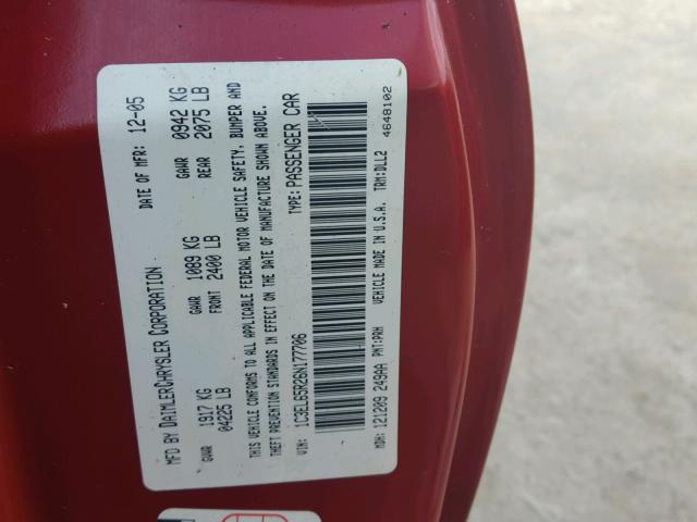 1C3EL65R26N177706 - 2006 CHRYSLER SEBRING LI RED photo 10