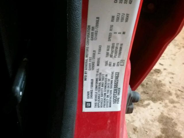 1GCDT33E888224633 - 2008 CHEVROLET COLORADO L RED photo 10