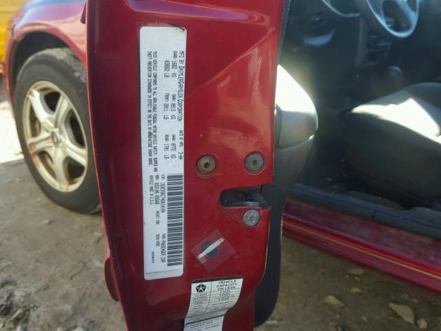 1B3ES56C74D610184 - 2004 DODGE NEON SXT RED photo 10