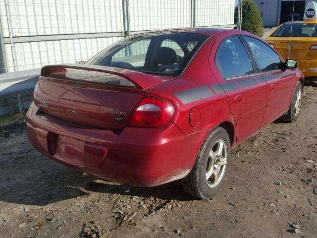 1B3ES56C74D610184 - 2004 DODGE NEON SXT RED photo 4