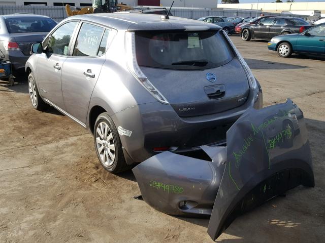 1N4AZ0CPXFC334956 - 2015 NISSAN LEAF S GRAY photo 3