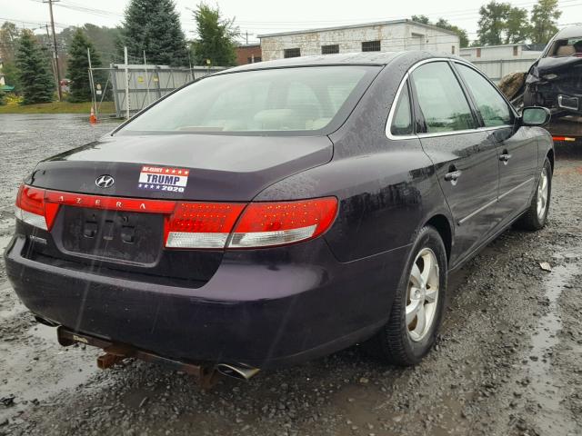 KMHFC46F16A137239 - 2006 HYUNDAI AZERA SE PURPLE photo 4