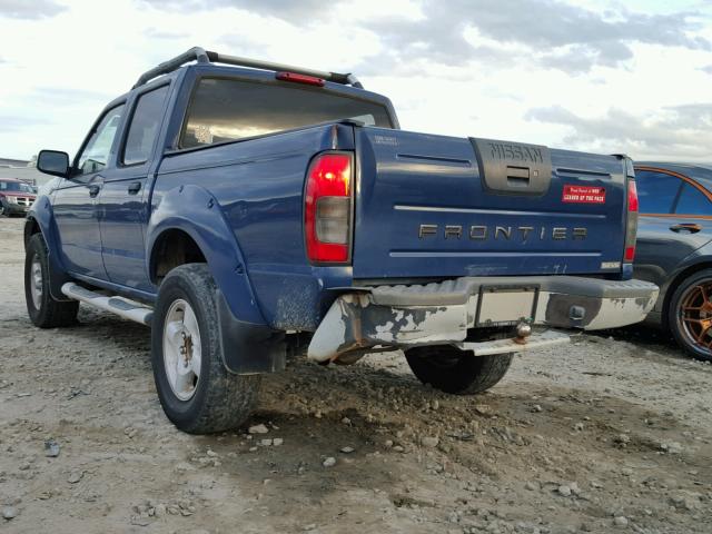 1N6ED27T31C347602 - 2001 NISSAN FRONTIER C BLUE photo 3