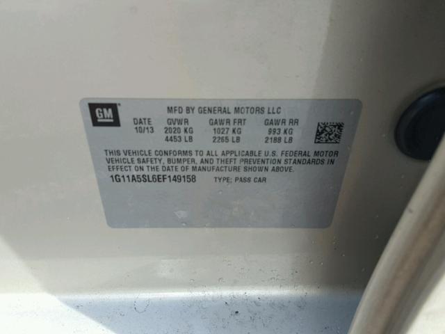 1G11A5SL6EF149158 - 2014 CHEVROLET MALIBU LS 金色 照片 10
