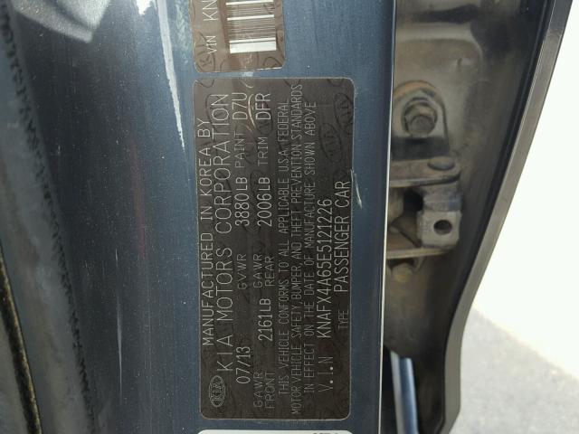 KNAFX4A65E5121226 - 2014 KIA FORTE LX GRAY photo 10