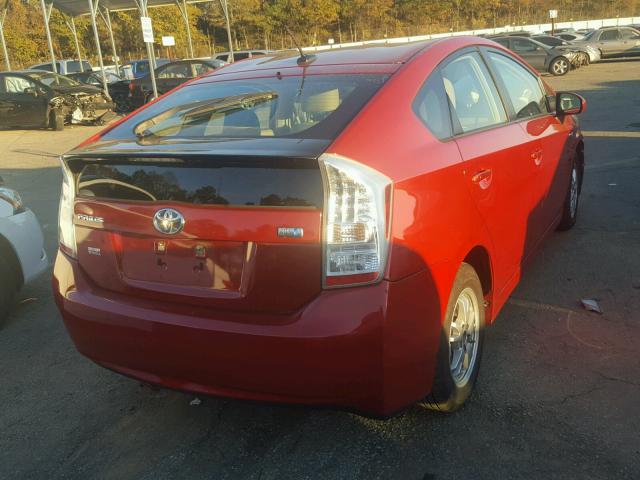 JTDKN3DU5A0193269 - 2010 TOYOTA PRIUS RED photo 4