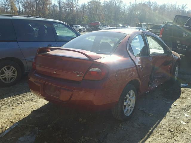 1B3ES56CX4D636293 - 2004 DODGE NEON SXT RED photo 4