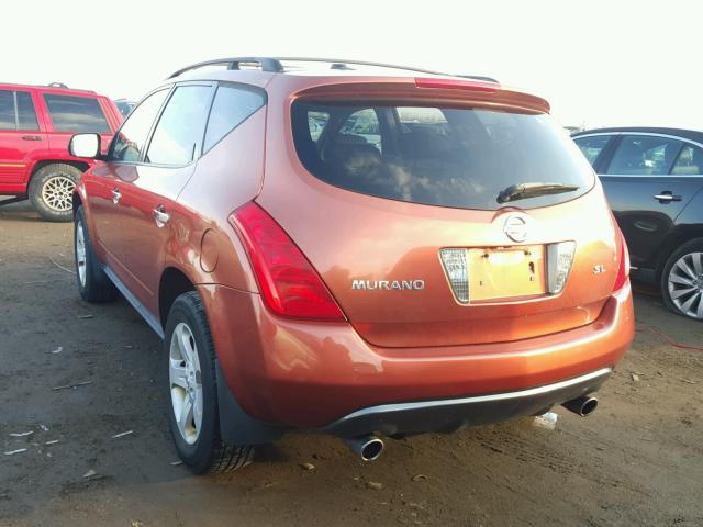 JN8AZ08T45W316096 - 2005 NISSAN MURANO SL ORANGE photo 3