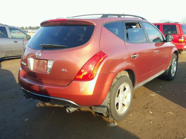 JN8AZ08T45W316096 - 2005 NISSAN MURANO SL ORANGE photo 4