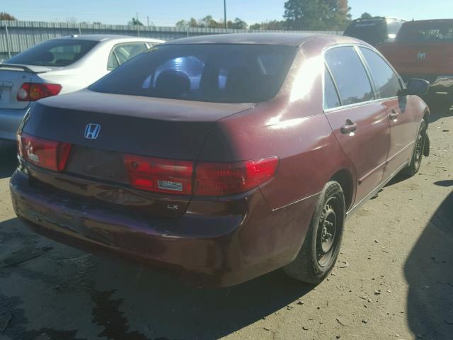 1HGCM56465A191256 - 2005 HONDA ACCORD LX BURGUNDY photo 4