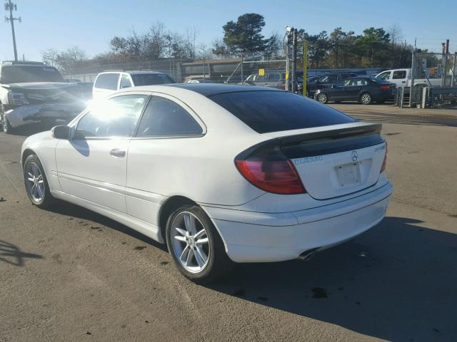 WDBRN47J92A214494 - 2002 MERCEDES-BENZ C 230K SPO WHITE photo 3