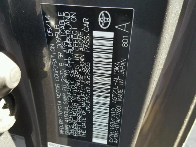 JTKJF5C70F3089805 - 2015 TOYOTA SCION TC Boz foto 10