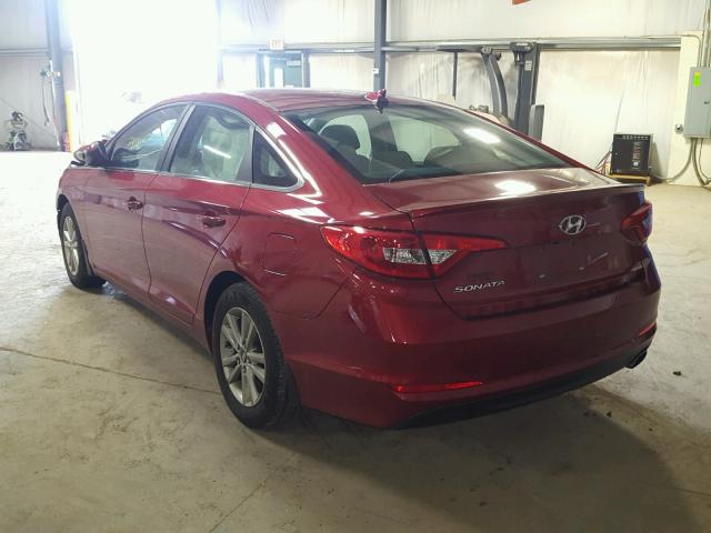 5NPE24AF1FH212623 - 2015 HYUNDAI SONATA SE MAROON photo 3