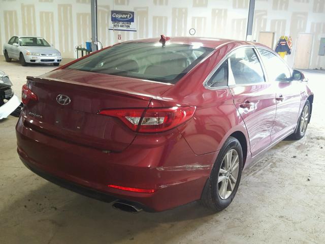 5NPE24AF1FH212623 - 2015 HYUNDAI SONATA SE MAROON photo 4