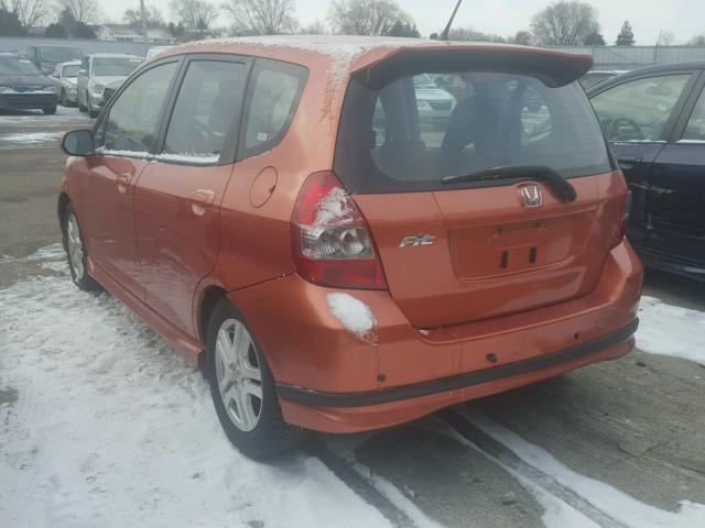 JHMGD376X8S040423 - 2008 HONDA FIT SPORT ORANGE photo 3